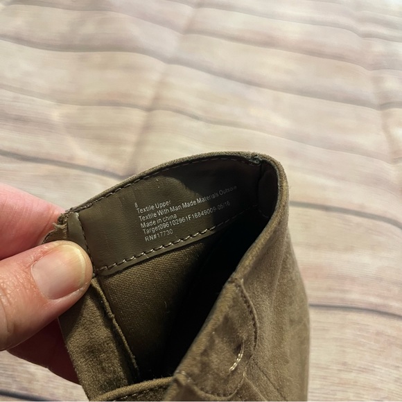 Brown Faux Suede Heeled Lace Up Booties with Side Zipper, Size 8 - Picture 7 of 8